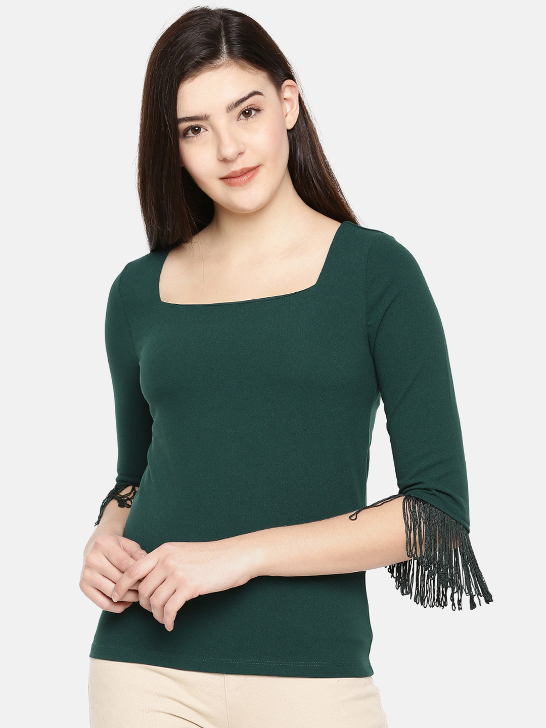 Buy CODE By Lifestyle Women Green Solid Top Tops for Women 7100391