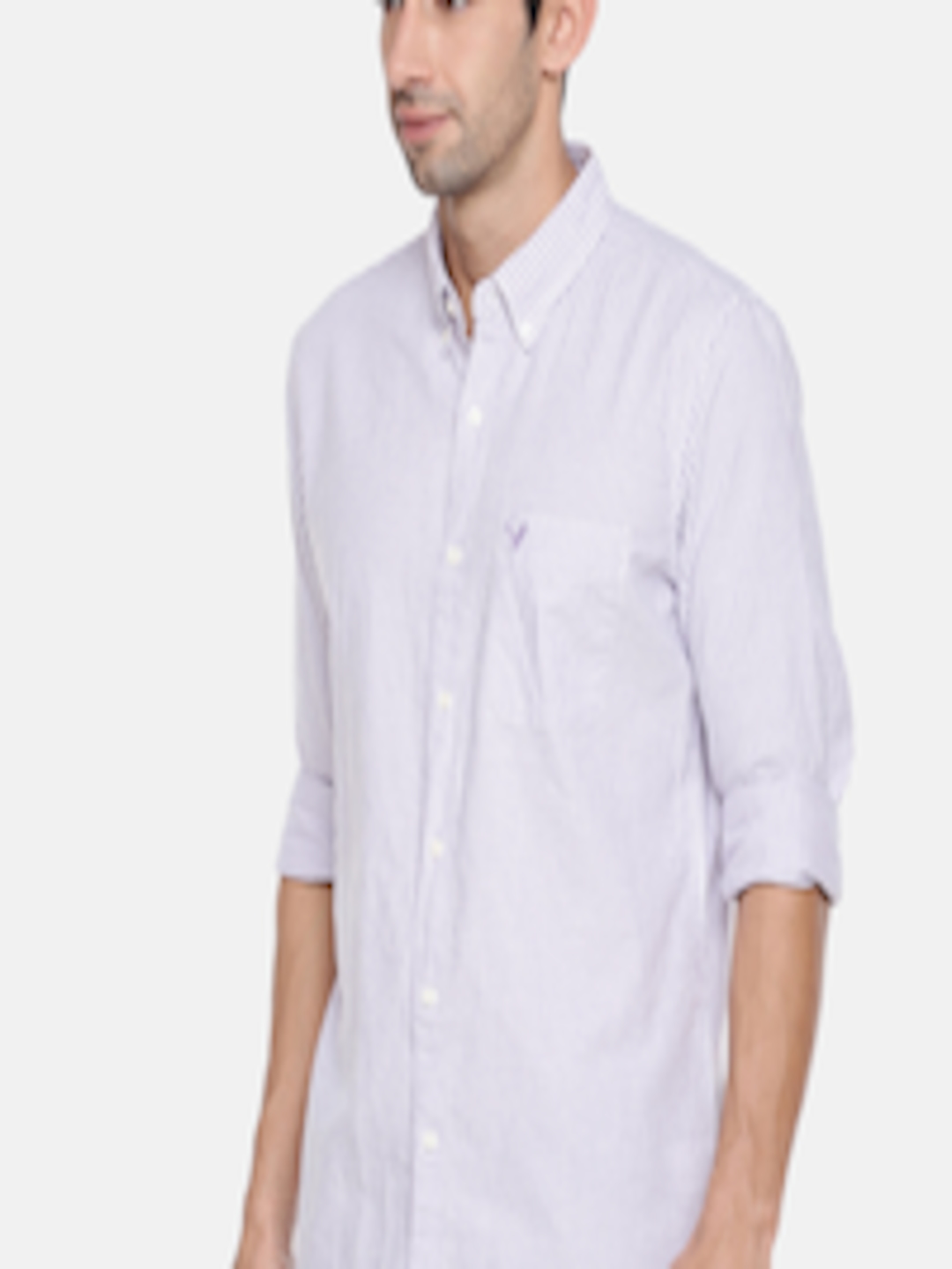 Buy AMERICAN EAGLE OUTFITTERS Men Purple & White Striped Casual Shirt ...