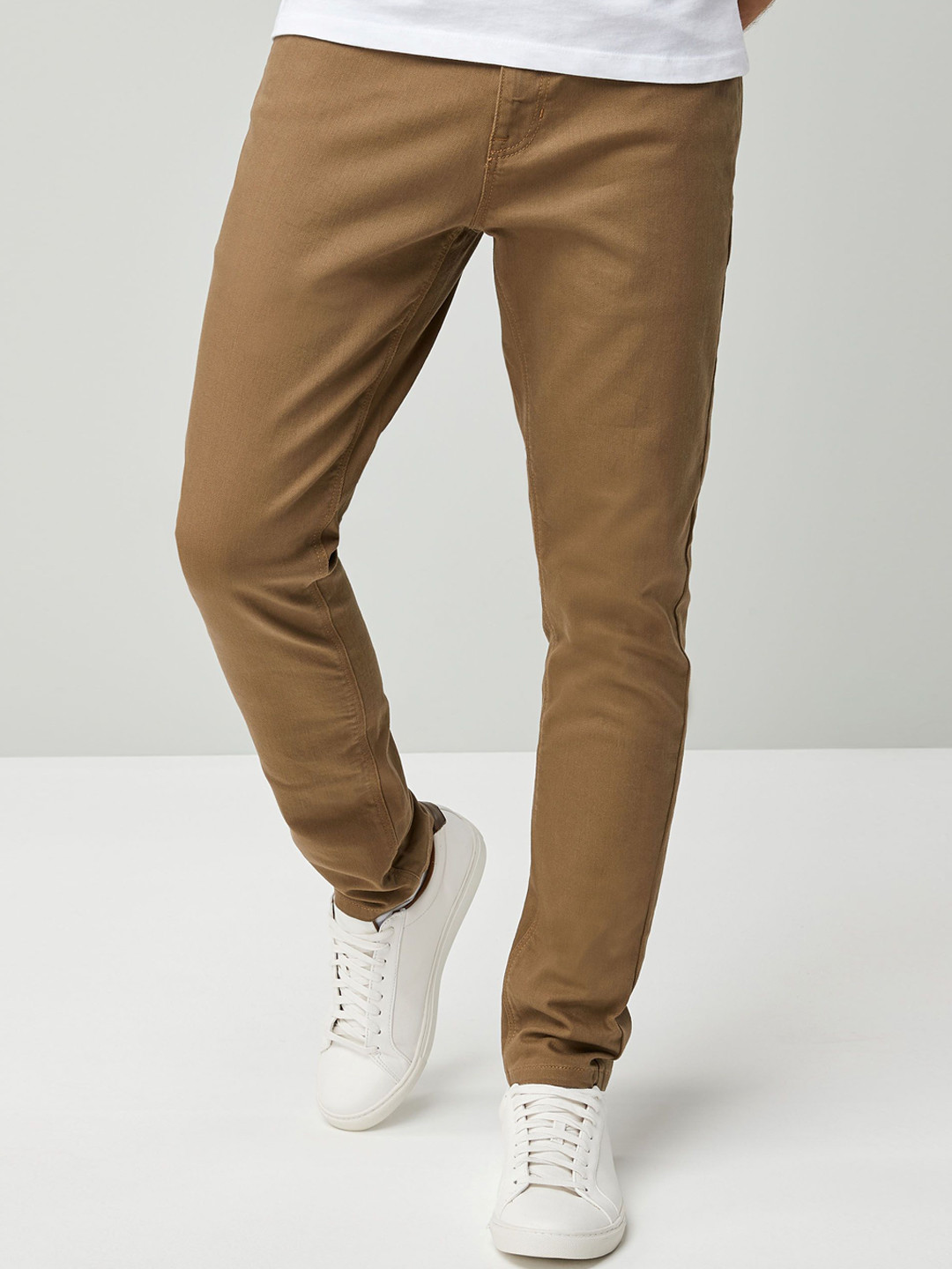 Buy Next Men Tan Slim Fit Mid Rise Clean Look Stretchable Jeans Jeans