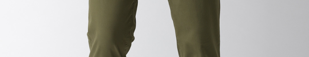 Buy SELECTED Men Olive Green Straight Fit Solid Chinos - Trousers for ...