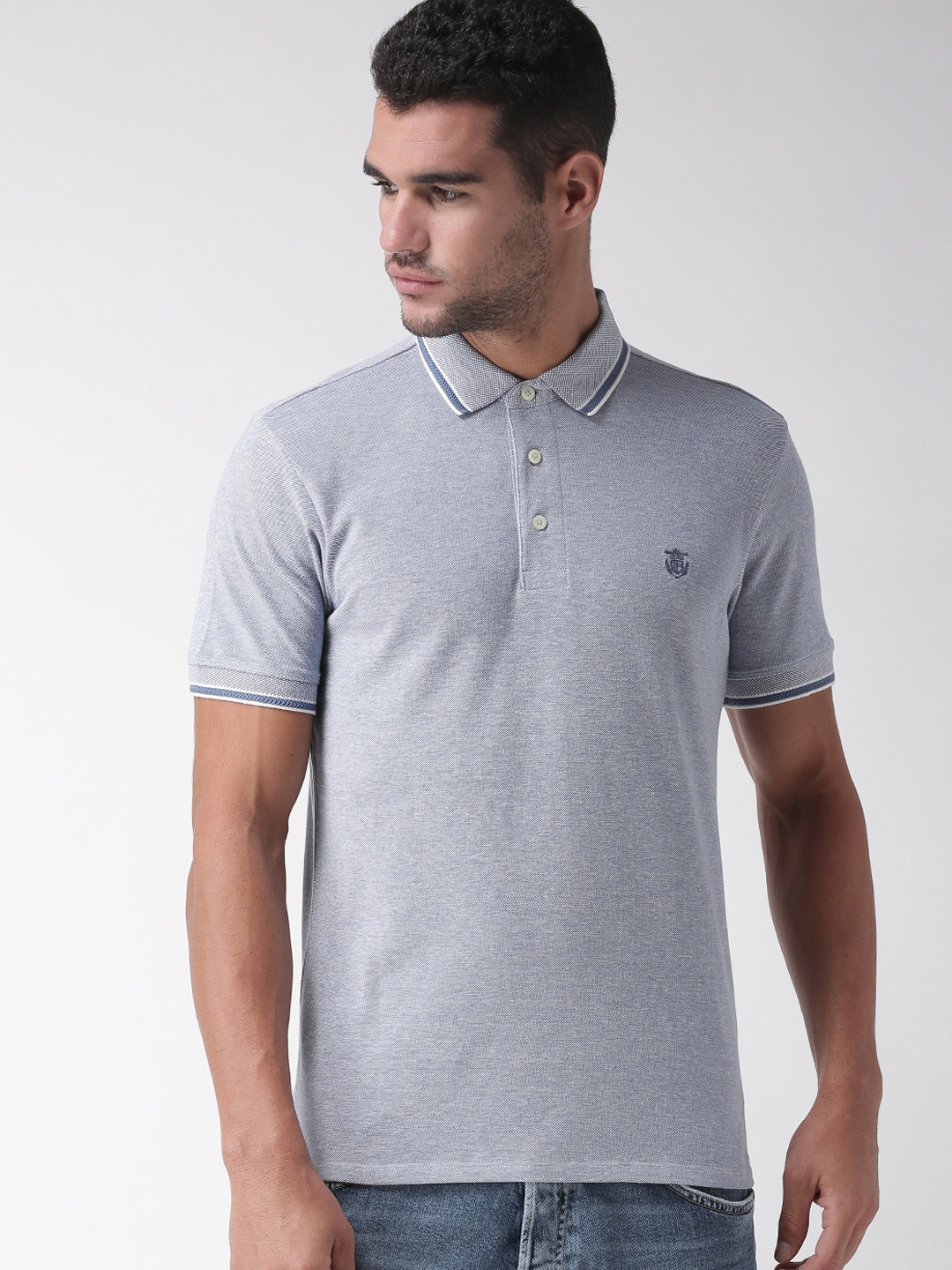 Buy SELECTED Homme Men Blue Solid Polo T Shirt - Tshirts for Men ...