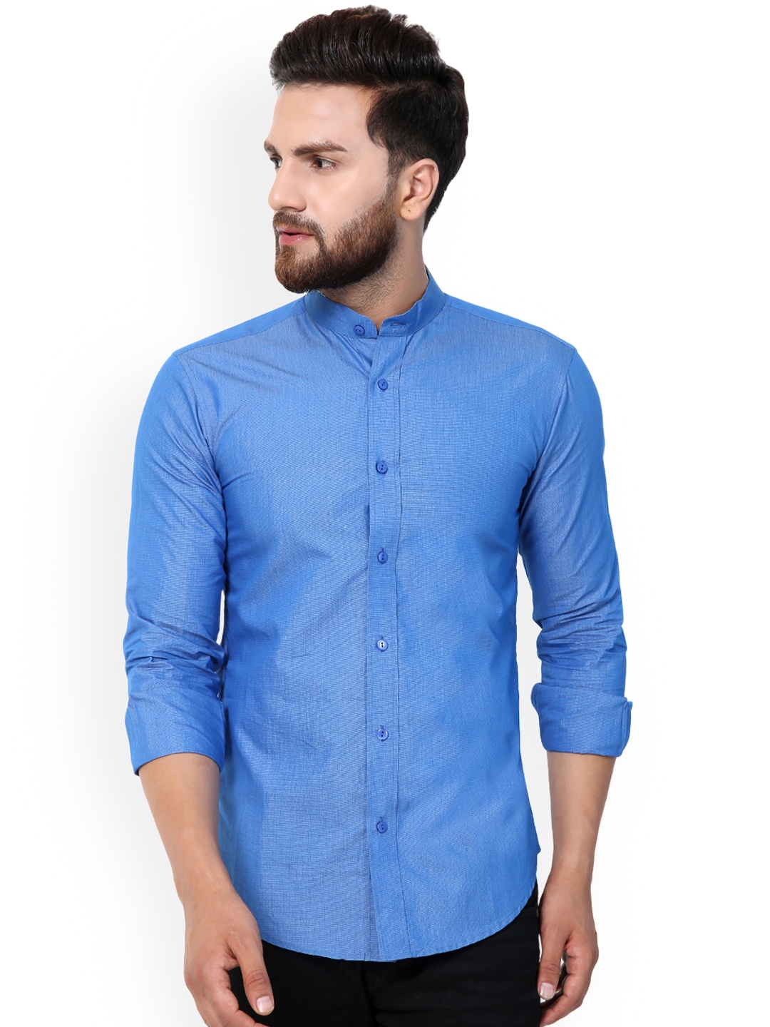 Buy Purple State Men Blue Slim Fit Solid Casual Shirt - Shirts for Men ...