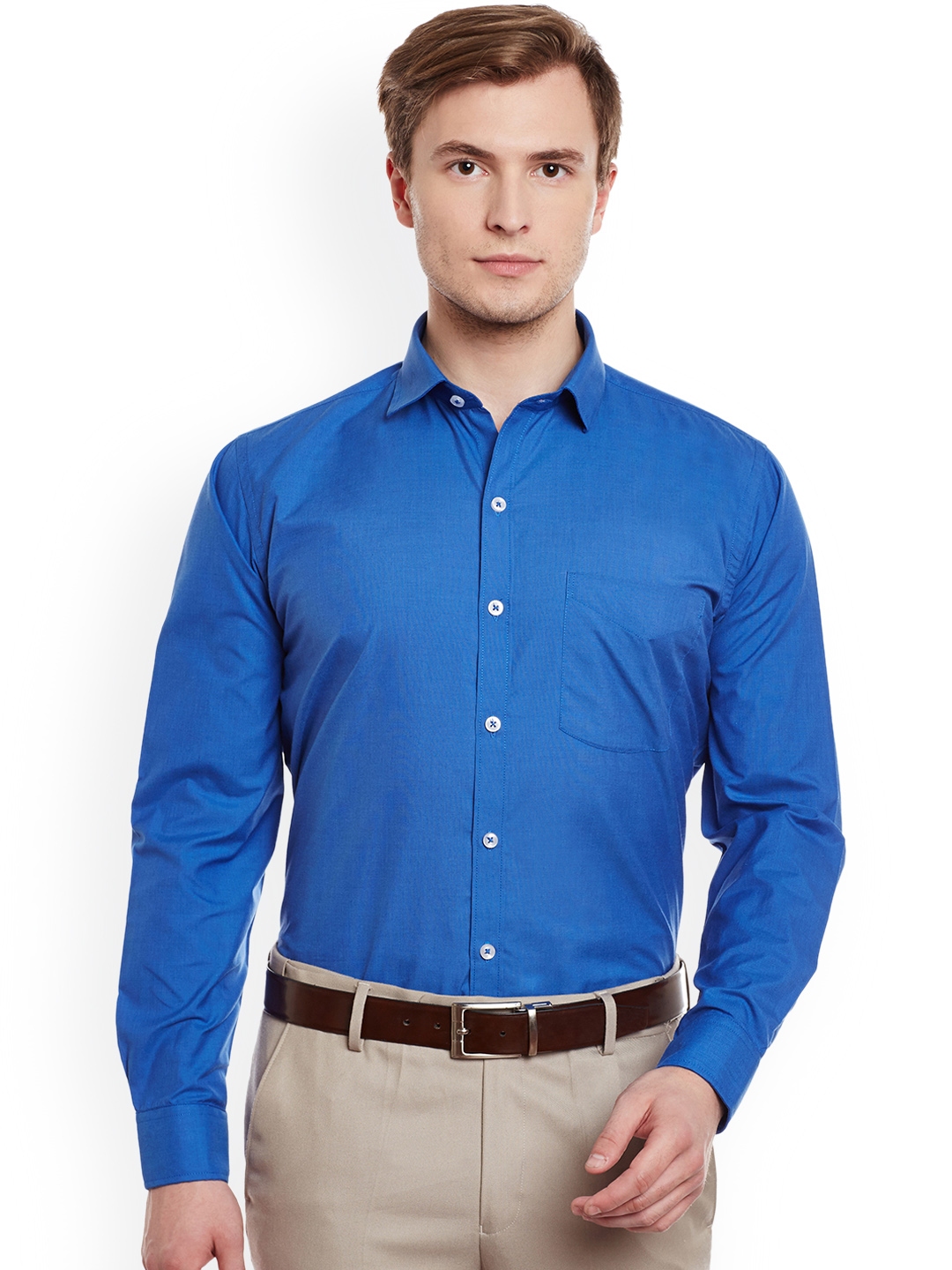 Buy Richlook Men Blue Regular Fit Solid Formal Shirt - Shirts for Men ...