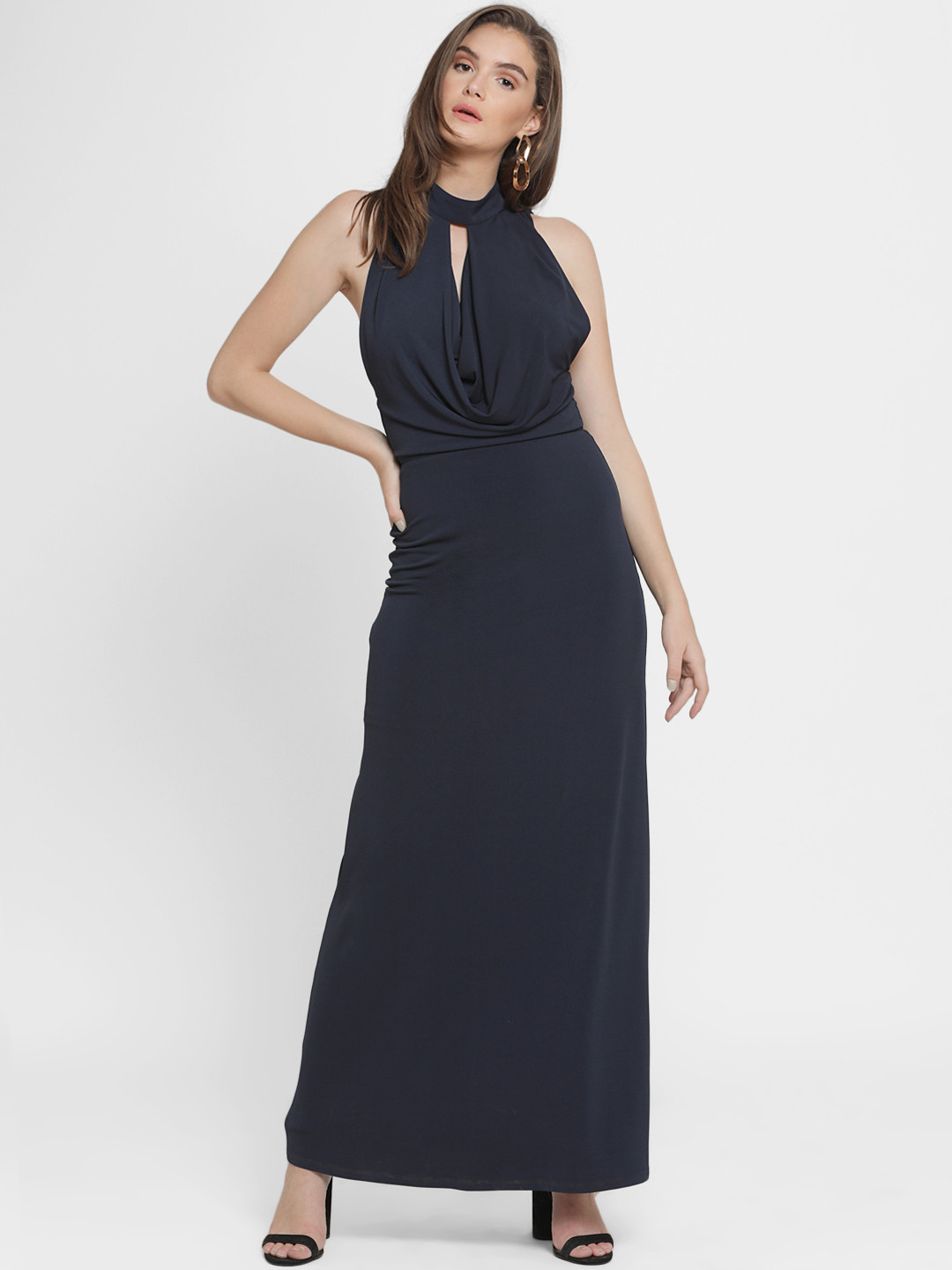 Buy Kazo Women Navy Blue Solid Maxi Dress Dresses for Women 7107399