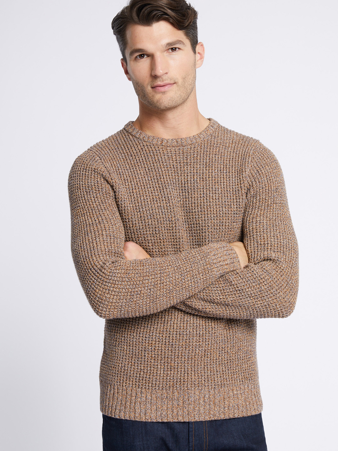 Buy Marks & Spencer Men Tan Self Design Pullover Sweaters for Men