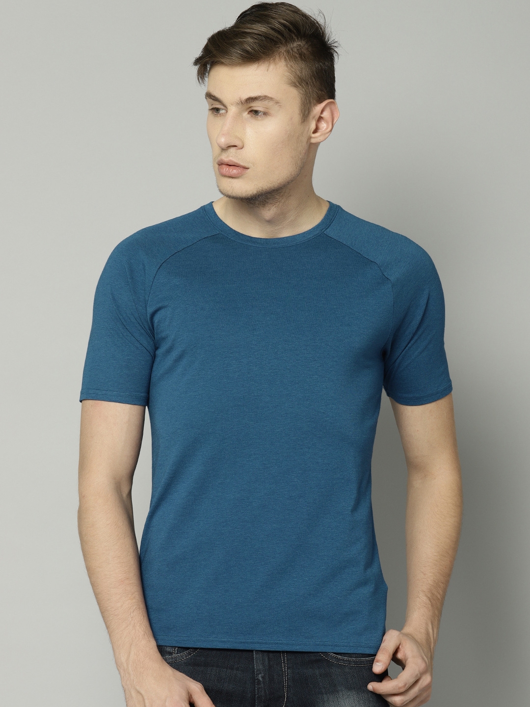 Buy Marks & Spencer Men Blue Solid Round Neck T Shirt - Tshirts for Men ...