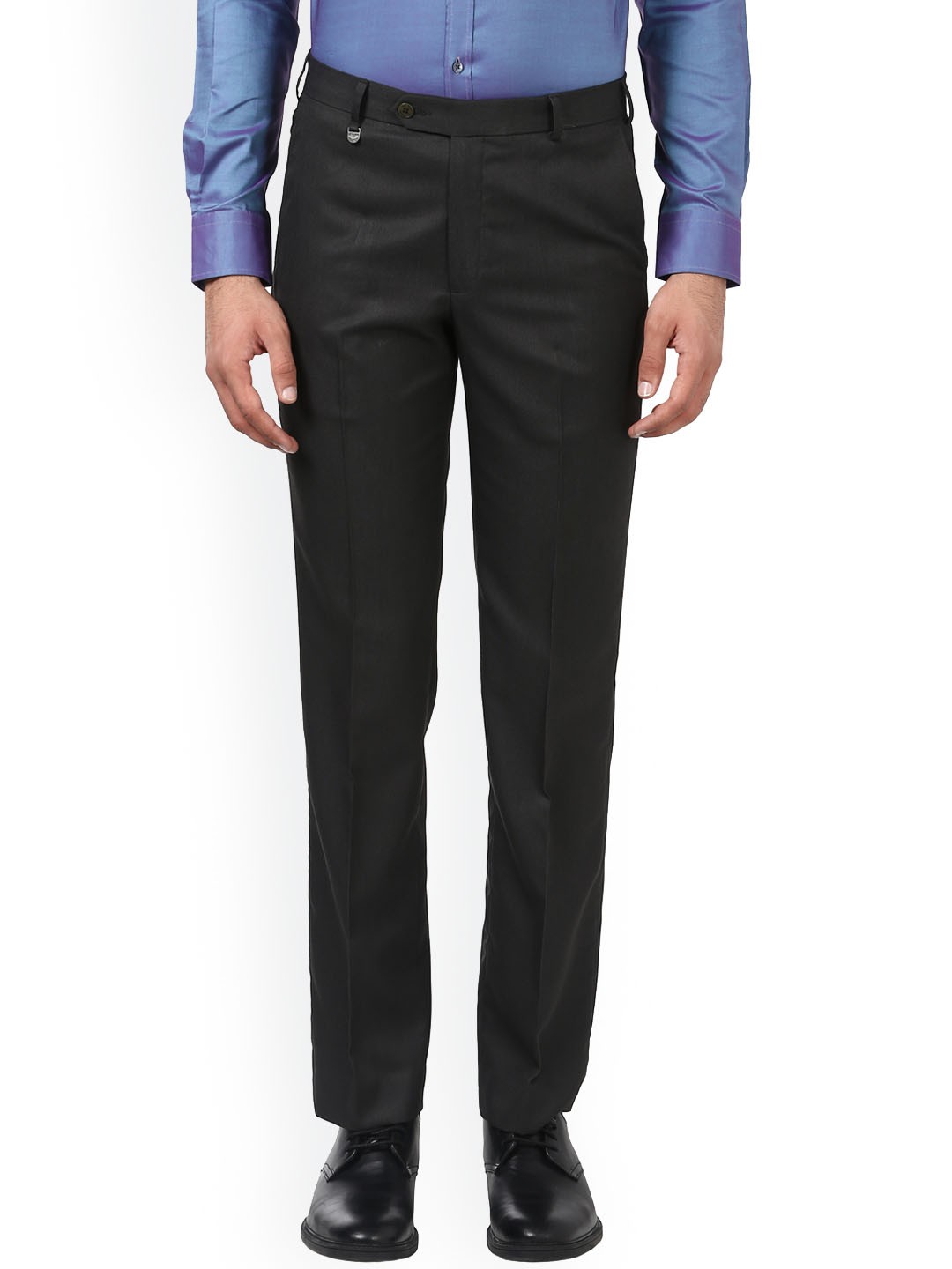 Buy Park Avenue Men Black Slim Fit Solid Formal Trousers - Trousers for ...