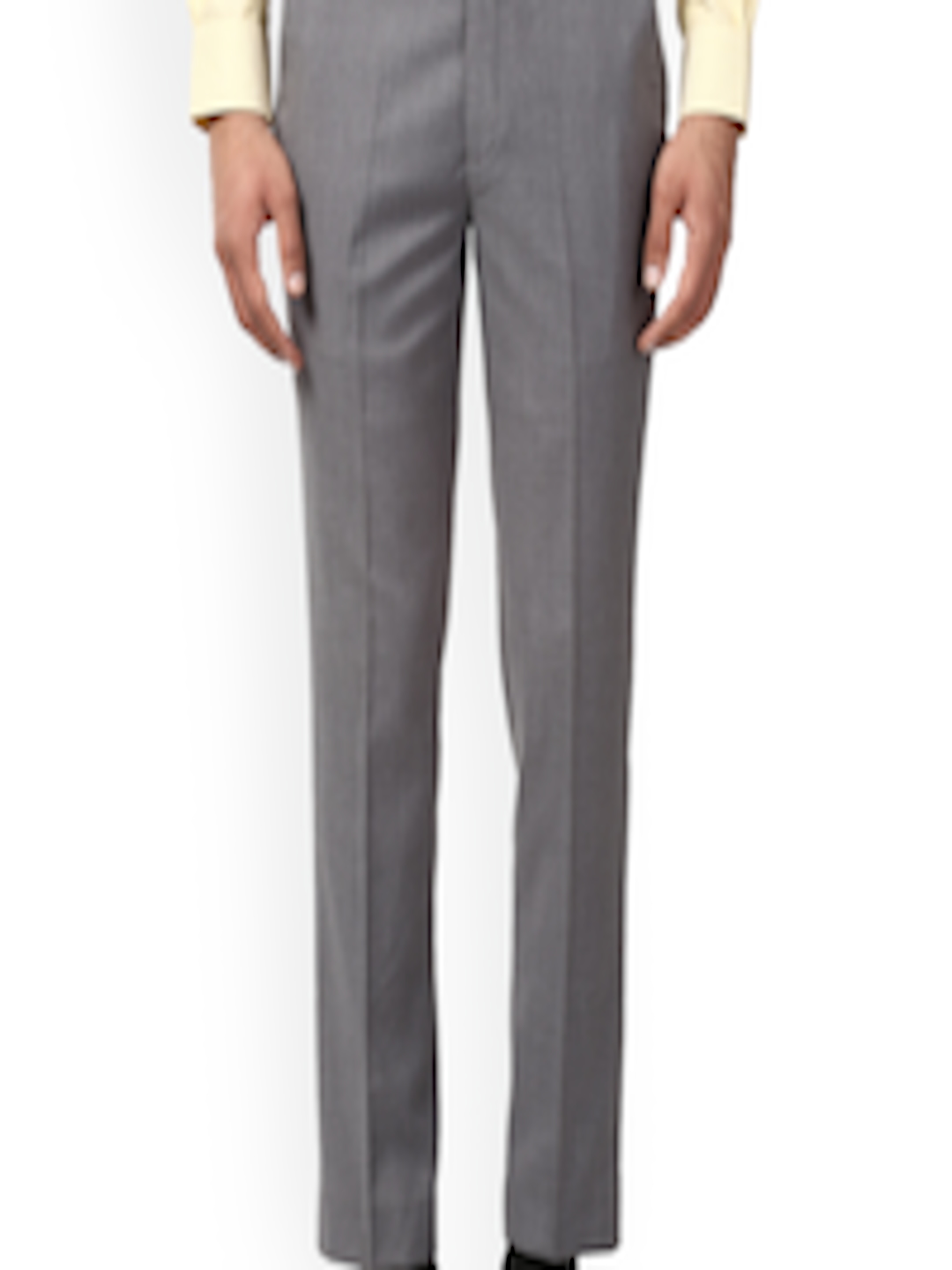 Buy Park Avenue Men Grey Self Design Formal Trousers - Trousers for Men ...