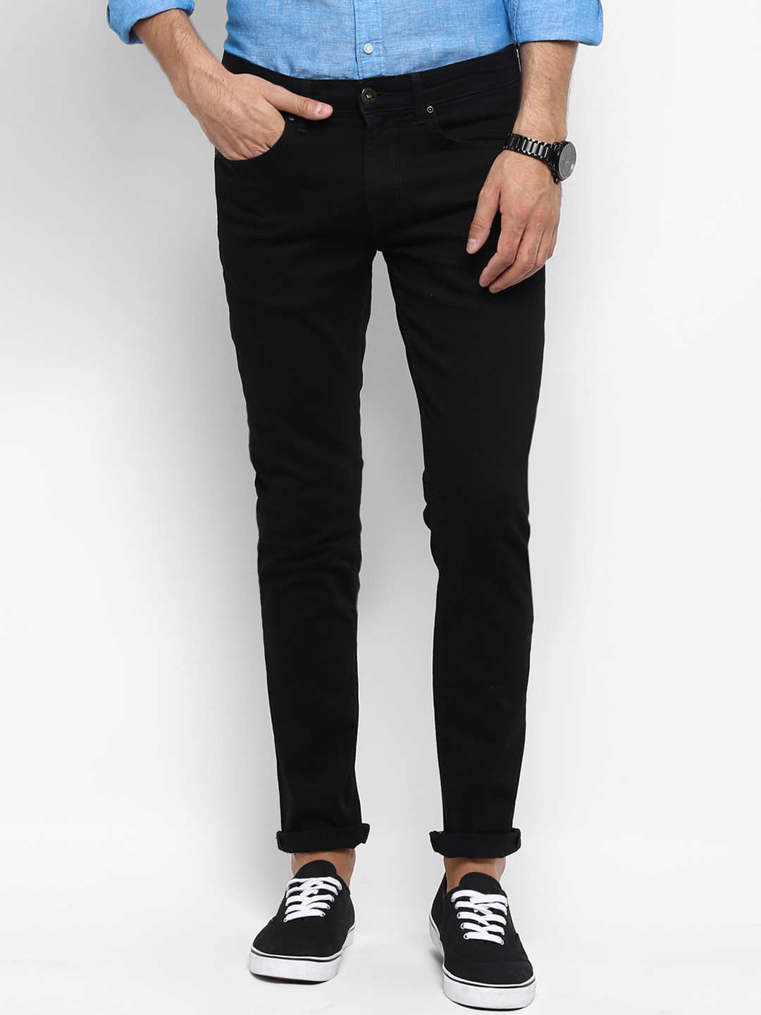 Buy Red Tape Men Black Slim Fit Mid Rise Clean Look Jeans Jeans for