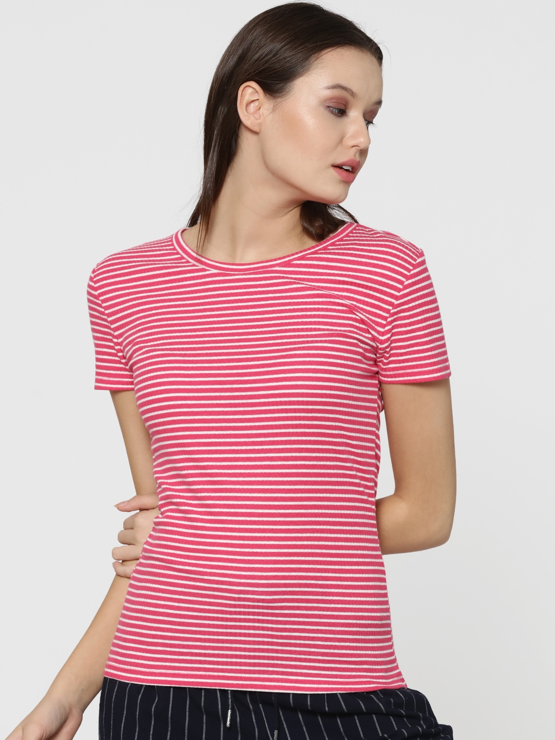 h&m pink and white striped shirt