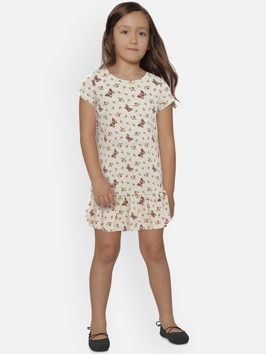 Buy Gap Girls Off White Print Ruffle T Shirt Dress Dresses For