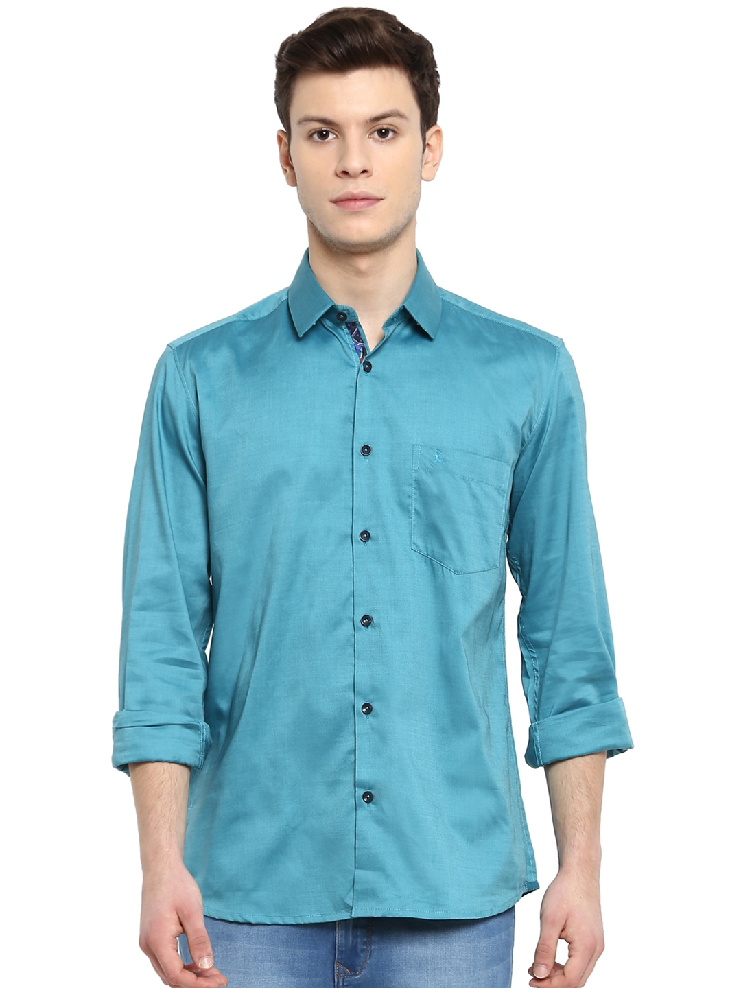 Buy Parx Men Blue Slim Fit Solid Casual Shirt - Shirts for Men 7118950 ... image.