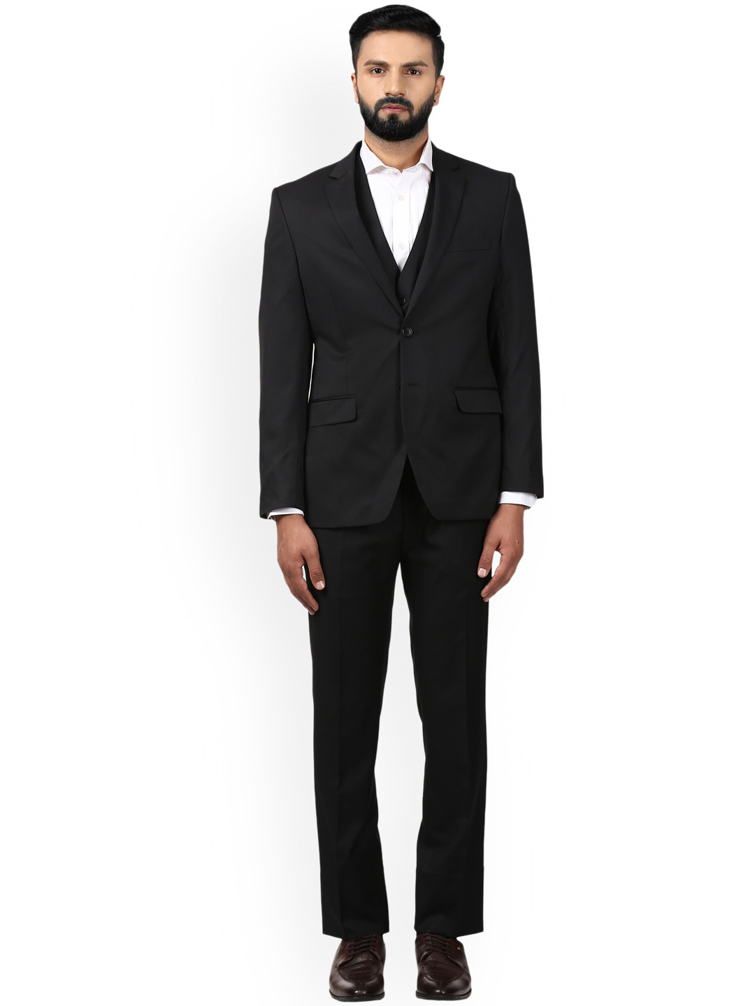 Buy Raymond Men Black Contemporary Fit Single Breasted Formal Suit