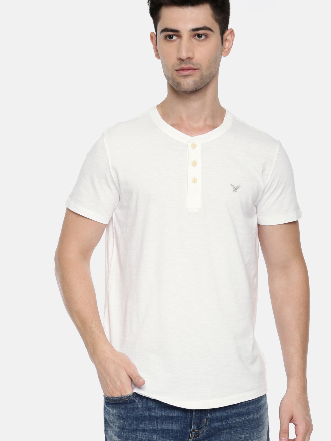 Buy AMERICAN EAGLE OUTFITTERS Men White Solid Henley Neck T Shirt Tshirts for Men 7120467 Myntra