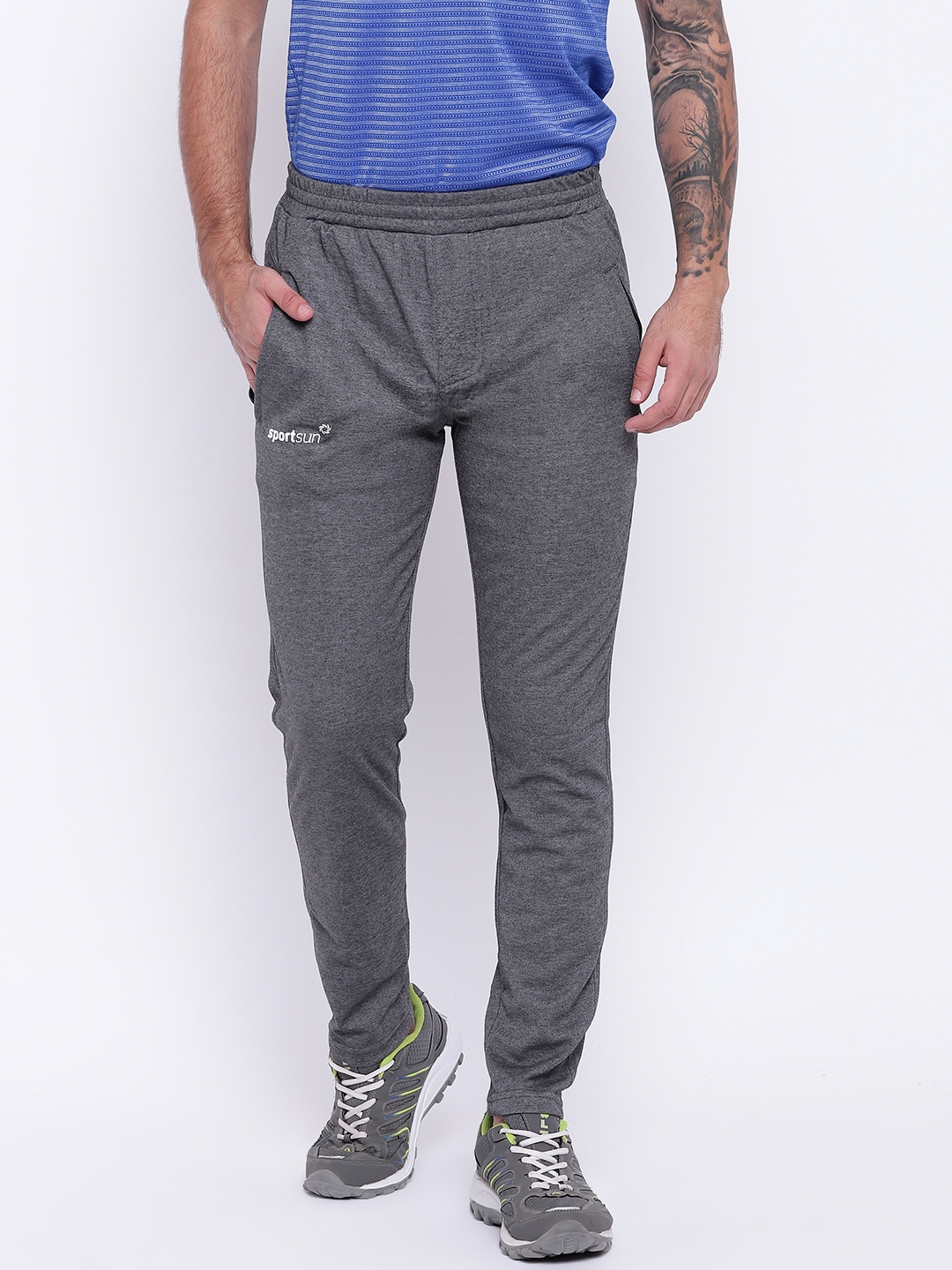 Buy SPORT SUN Men Charcoal Grey Solid Track Pants - Track Pants for Men ...