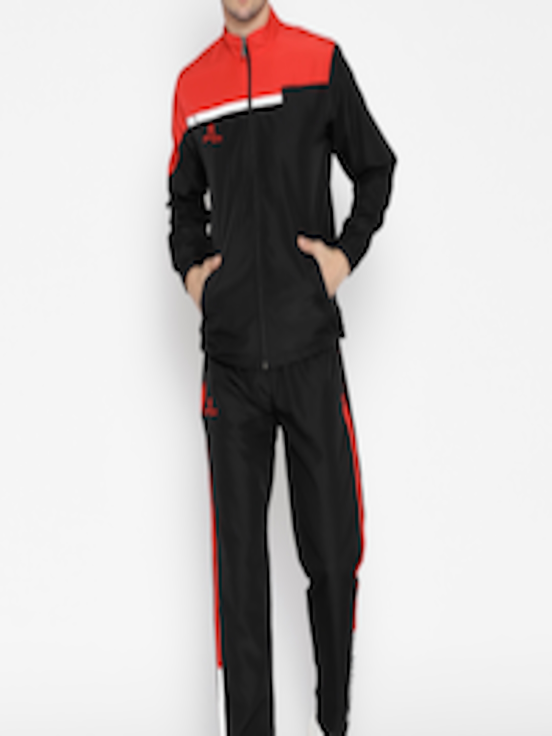 Buy SPORT SUN Men Black & Red Colourblocked Tracksuit - Tracksuits for ...