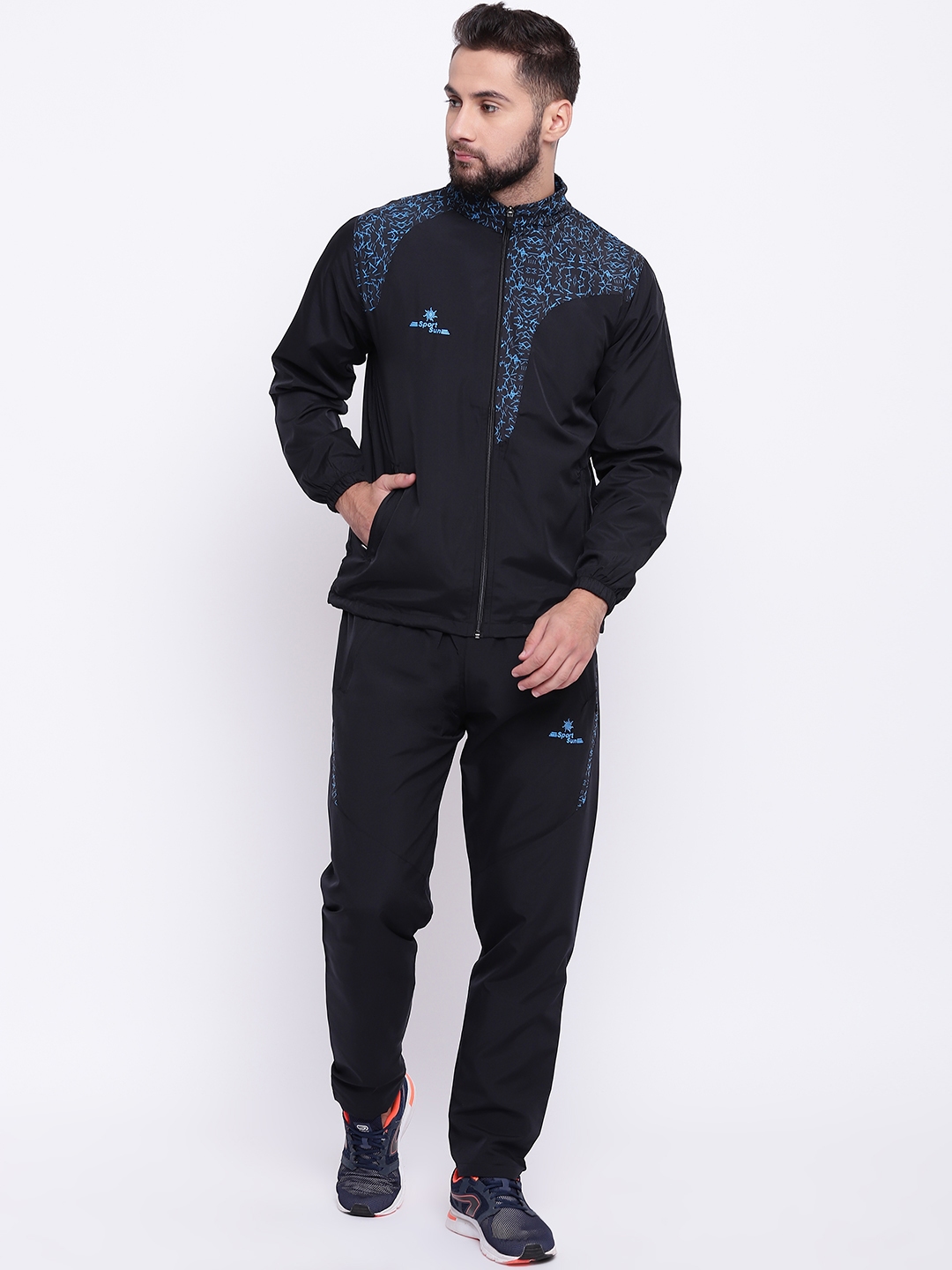 Buy SPORT SUN Men Black & Blue Printed Tracksuit Tracksuits for Men