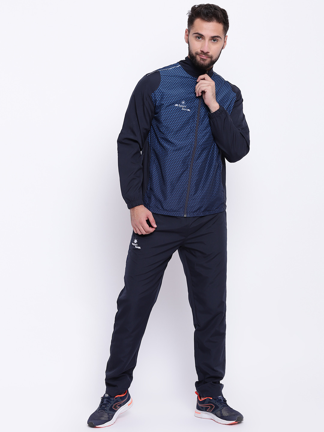 Buy SPORT SUN Navy Blue Printed Tracksuit Tracksuits for Men 7132269