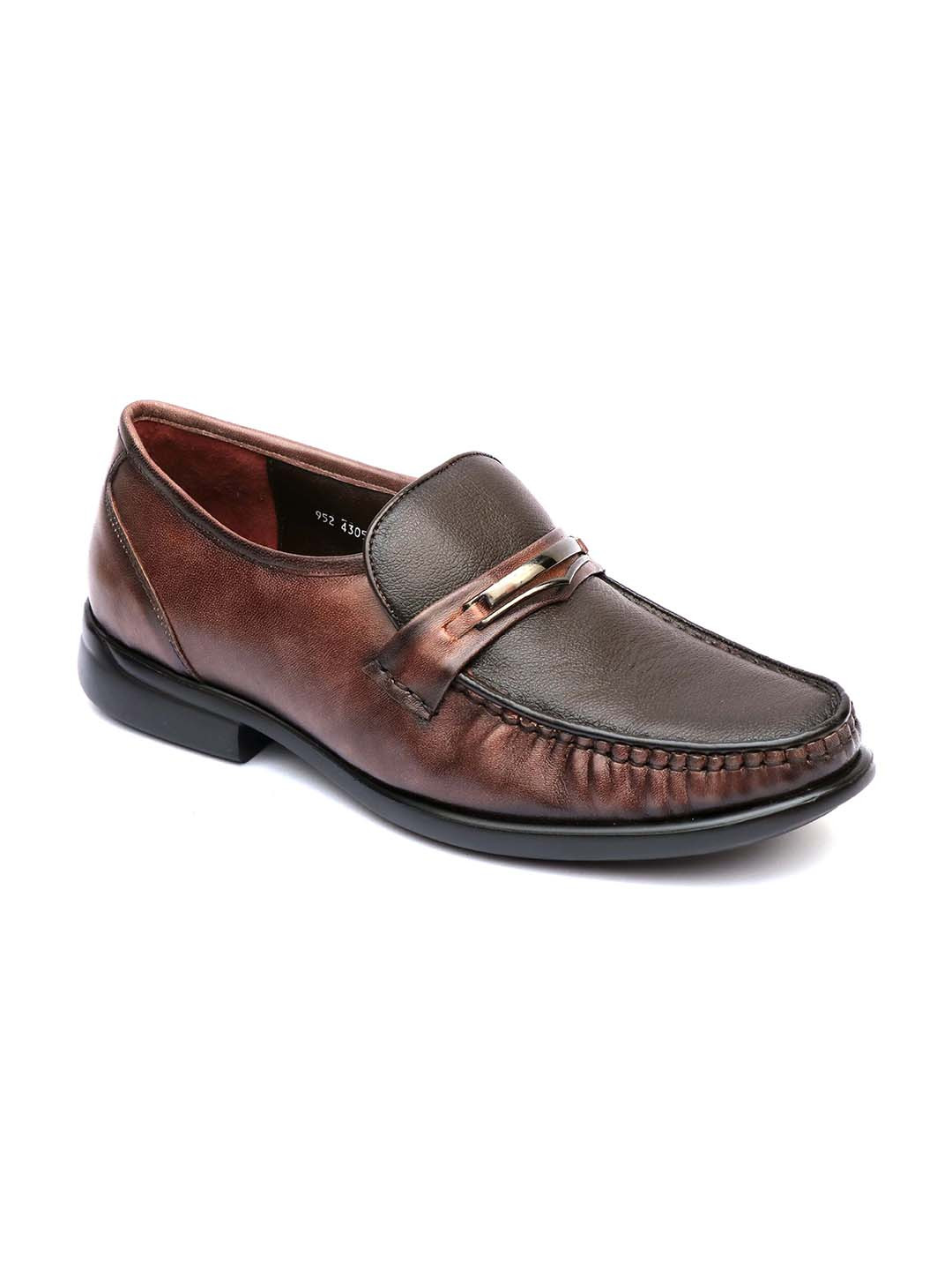 Buy Hitz Men Brown Colourblocked Leather Loafers Casual