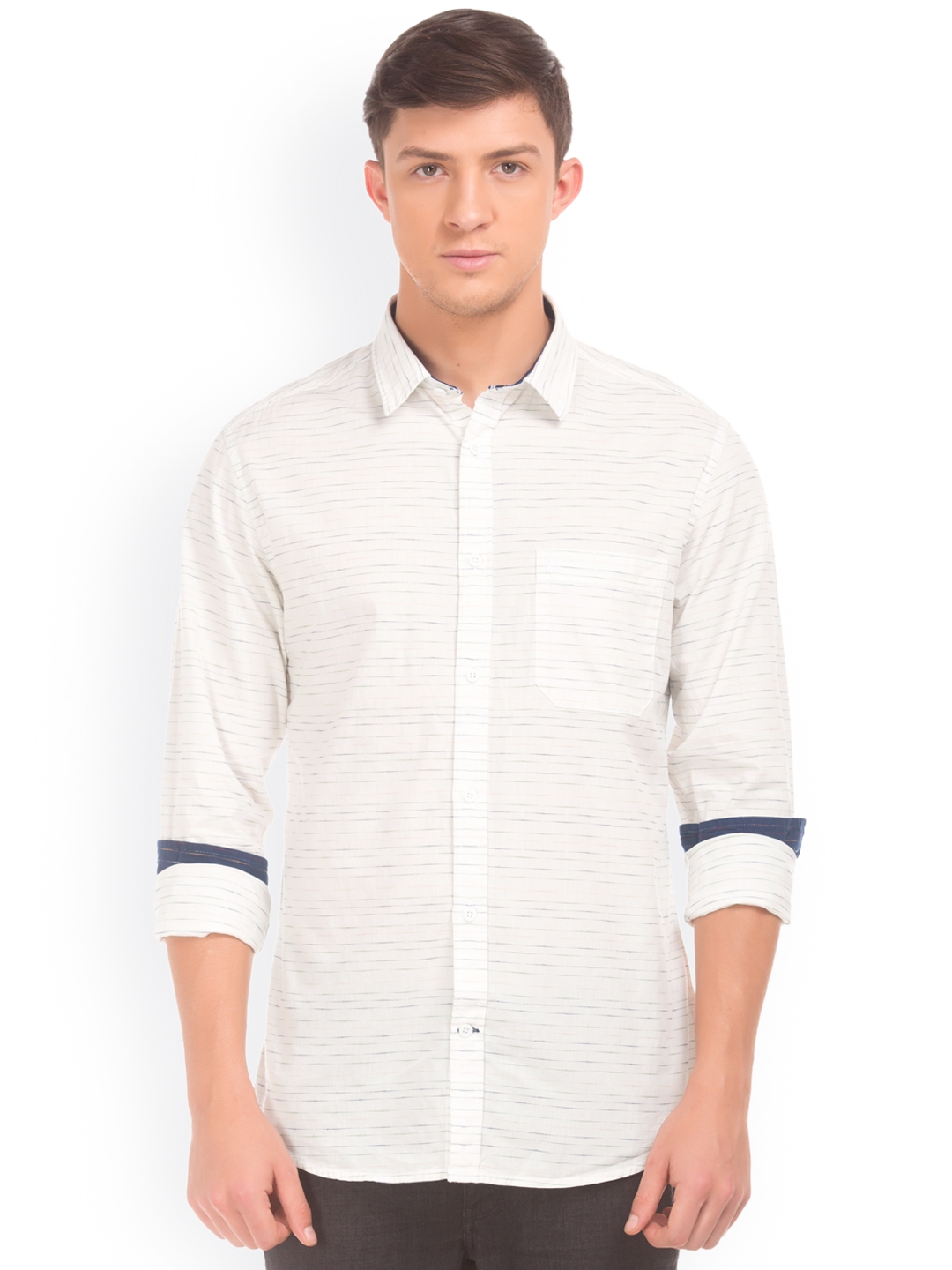 Buy IZOD Men White Regular Fit Striped Casual Shirt - Shirts for Men ...