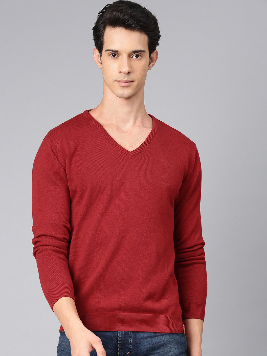 Buy Peter England Men Red Solid Pullover Sweater - Sweaters for Men 7143050 | Myntra