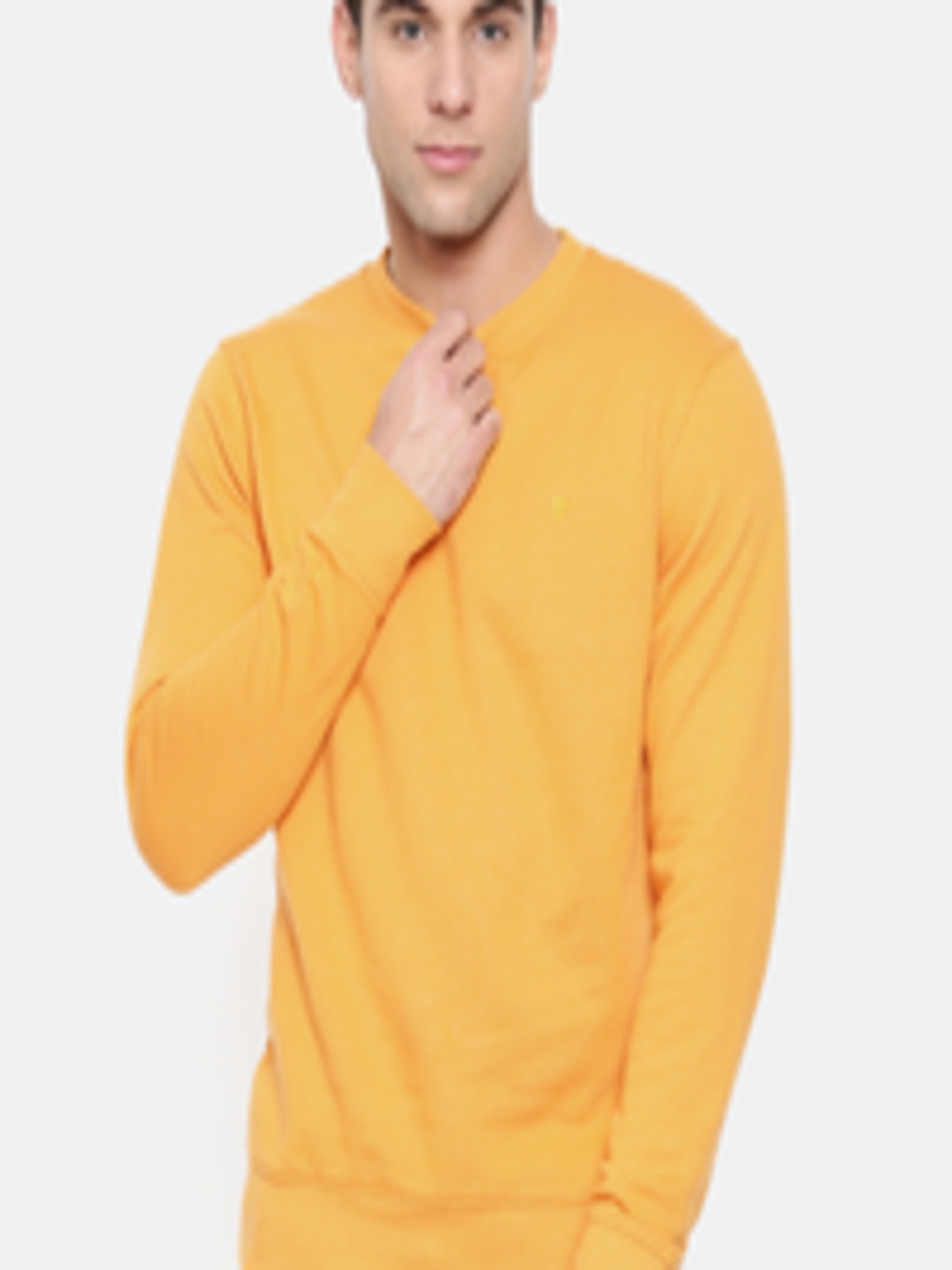 Buy Wrangler Men Mustard Yellow Solid Sweatshirt - Sweatshirts for Men ...