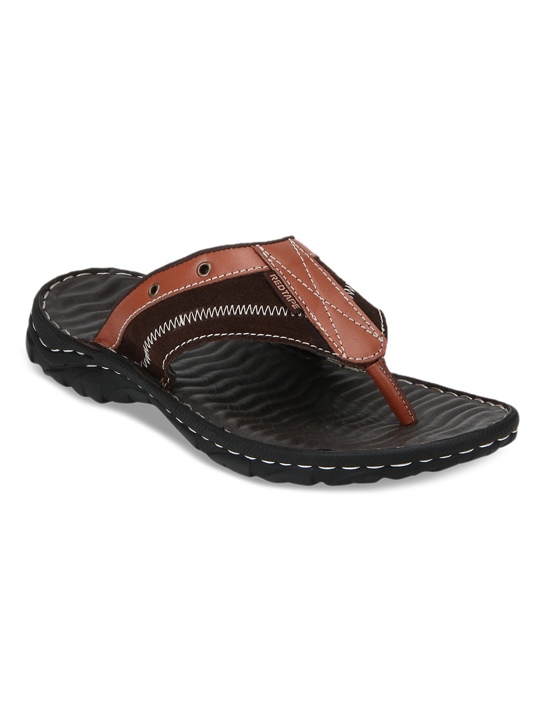 Buy Red Tape Men Tan Brown Leather Comfort Sandals - Sandals for Men 7146496 | Myntra