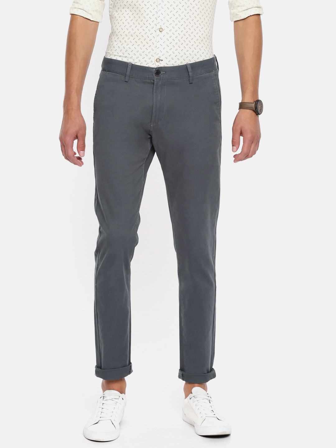 Buy U.S. Polo Assn. Men Grey Austin Slim Fit Solid Chinos - Trousers ...