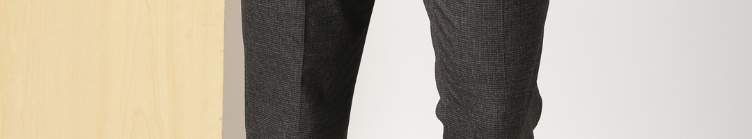 Buy INVICTUS Men Charcoal Grey Slim Fit Self Design Smart Casual ...