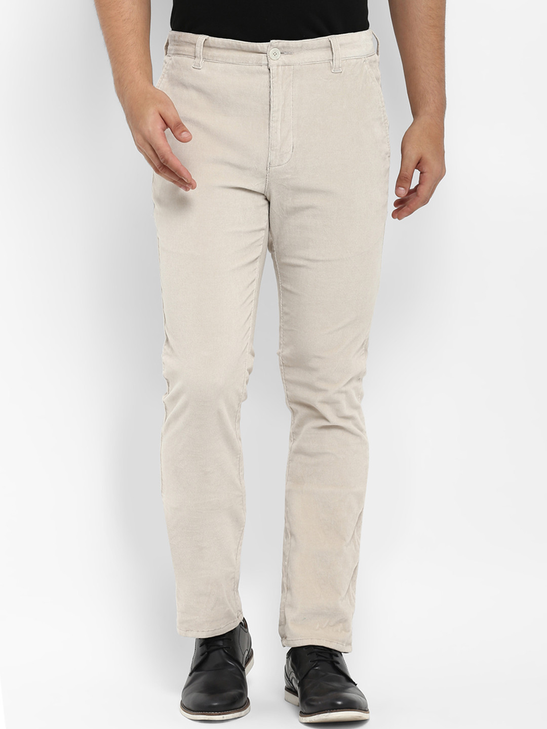 Buy Parx Men Beige Slim Fit Solid Regular Trousers - Trousers for Men ...