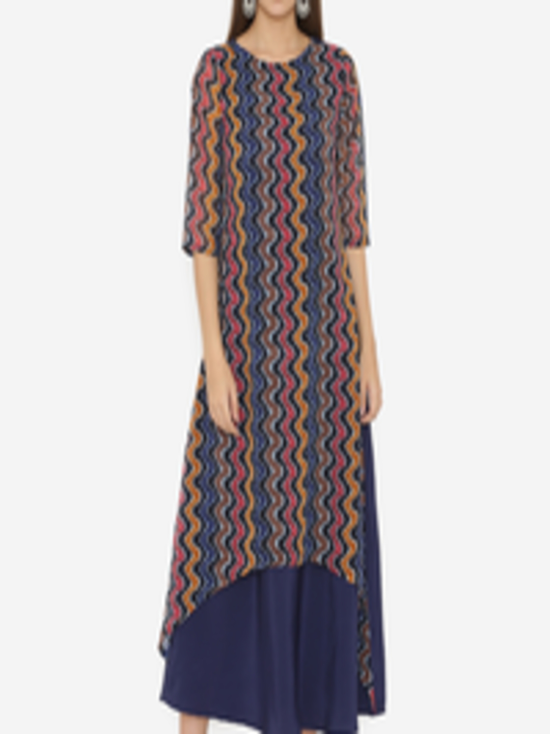 Buy Alom Women Blue & Brown Striped A Line Dress - Dresses for Women ...