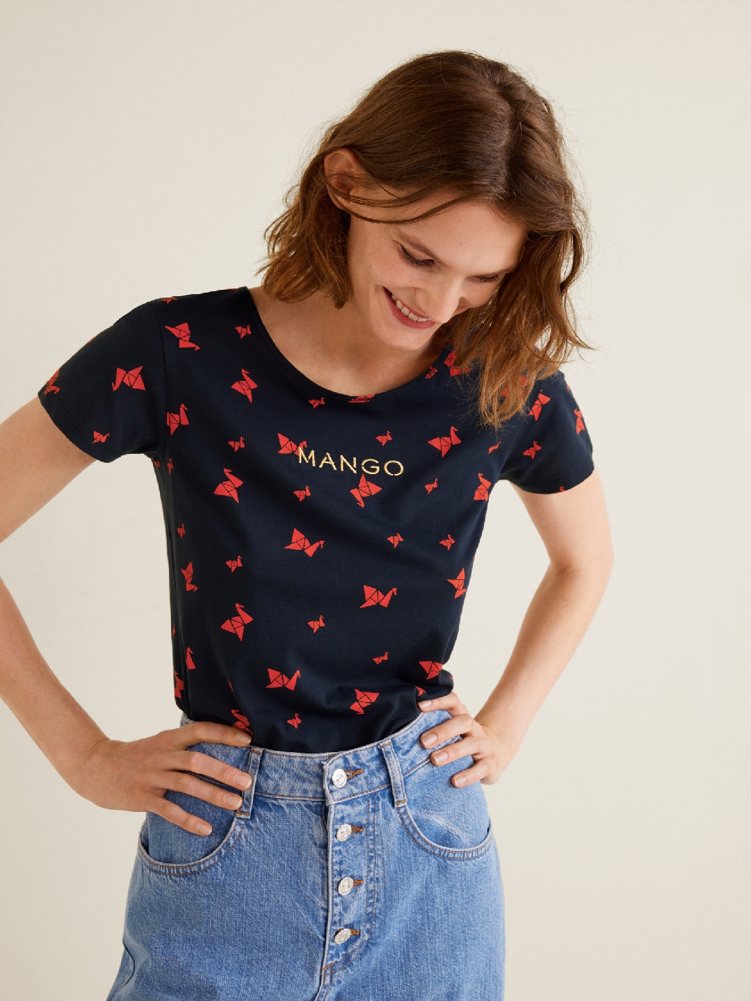 tee shirt a epaulette mango