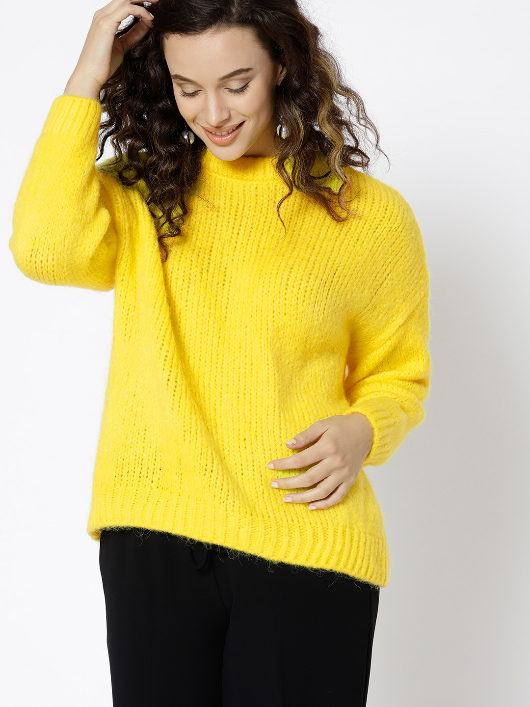 Buy MANGO Women Yellow Solid Pullover Sweaters for Women 7158112 Myntra