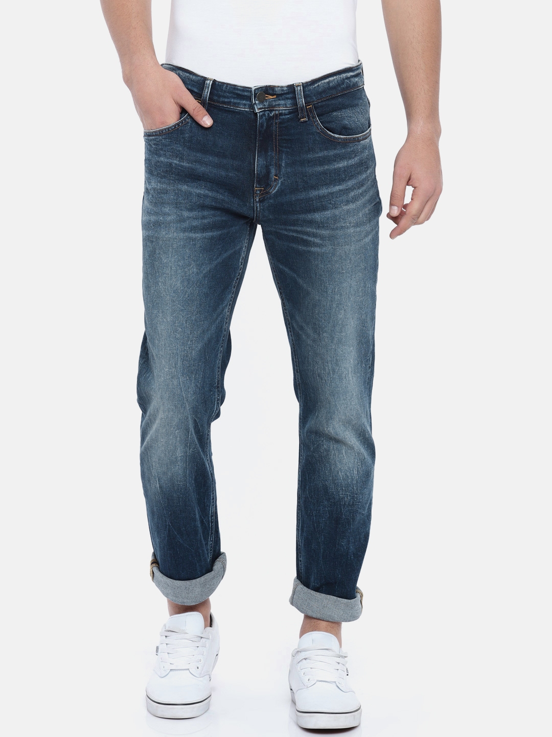 Buy Calvin Klein Jeans Men Blue Slim Straight Fit Mid Rise Clean Look ...