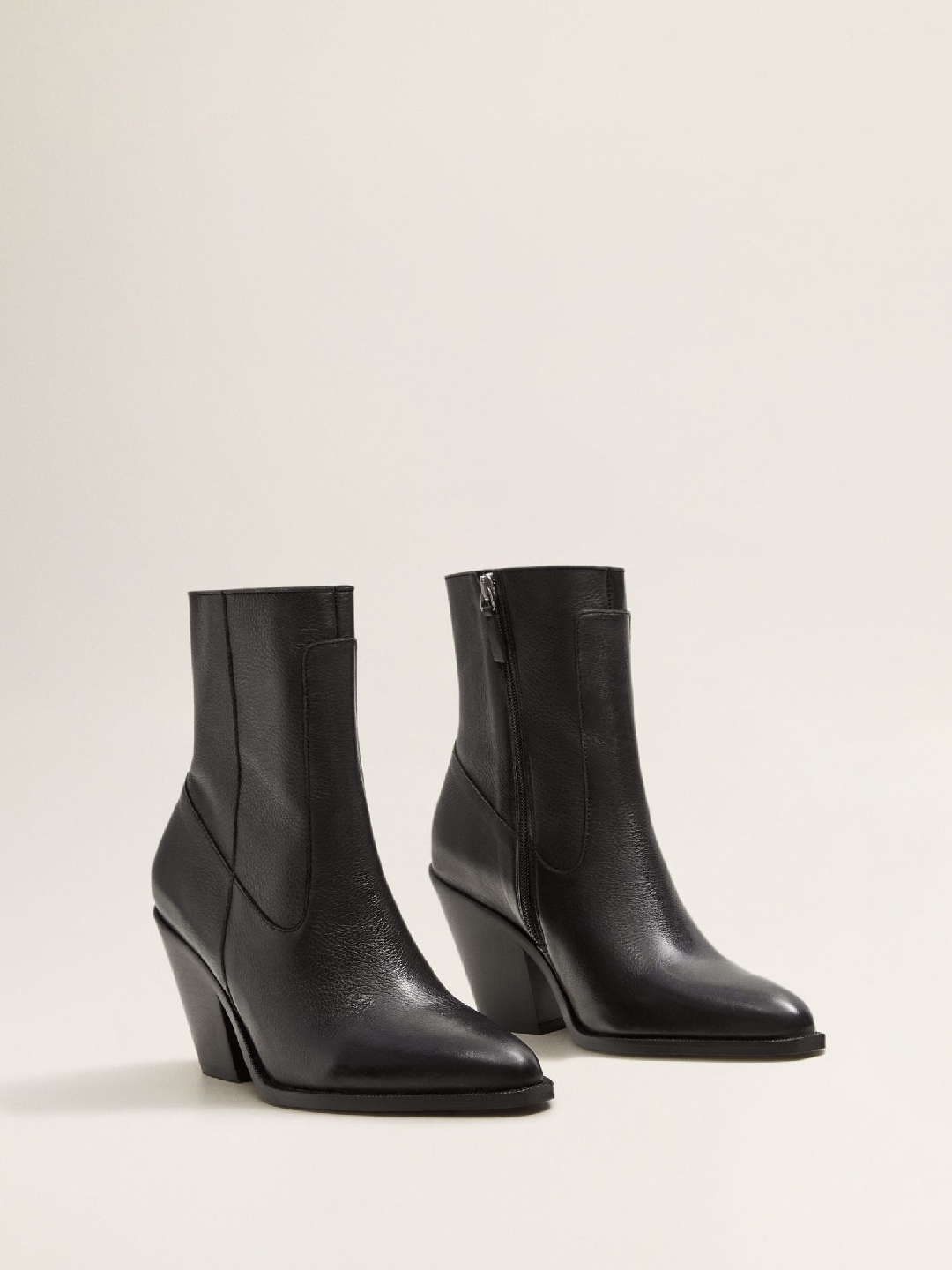 mango black heeled boots
