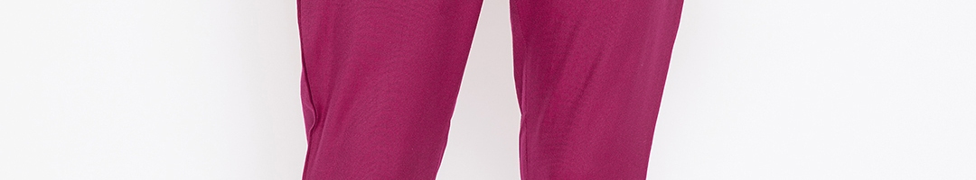 Buy Aujjessa Women Magenta Regular Fit Solid Peg Trousers - Trousers ...