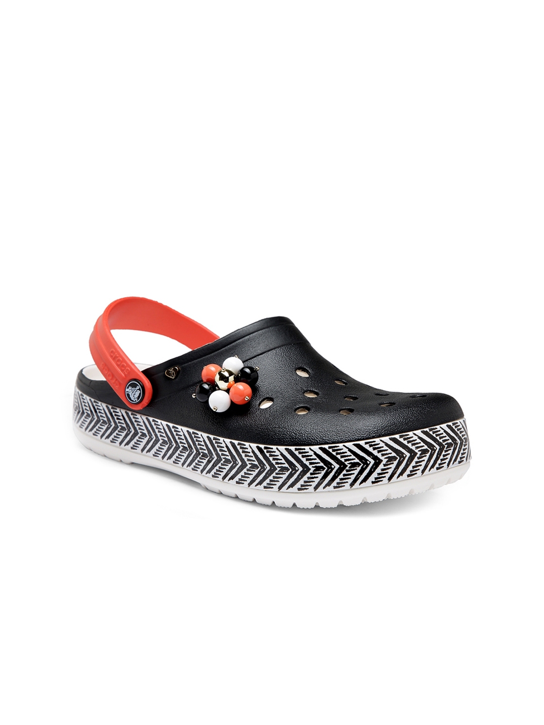 womens black and white crocs