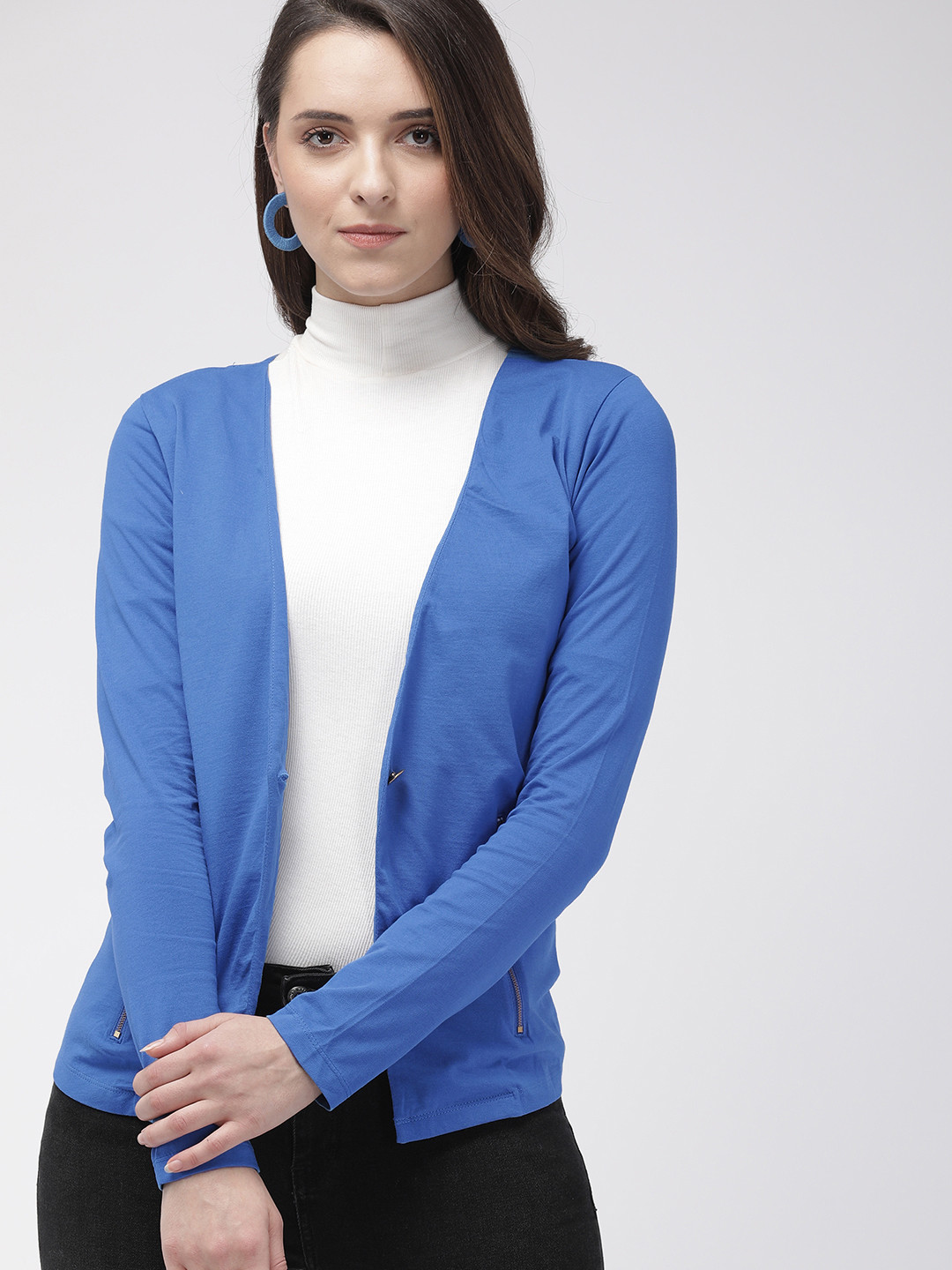 Buy Style Quotient Women Navy Blue Solid Tailored Jacket Jackets for