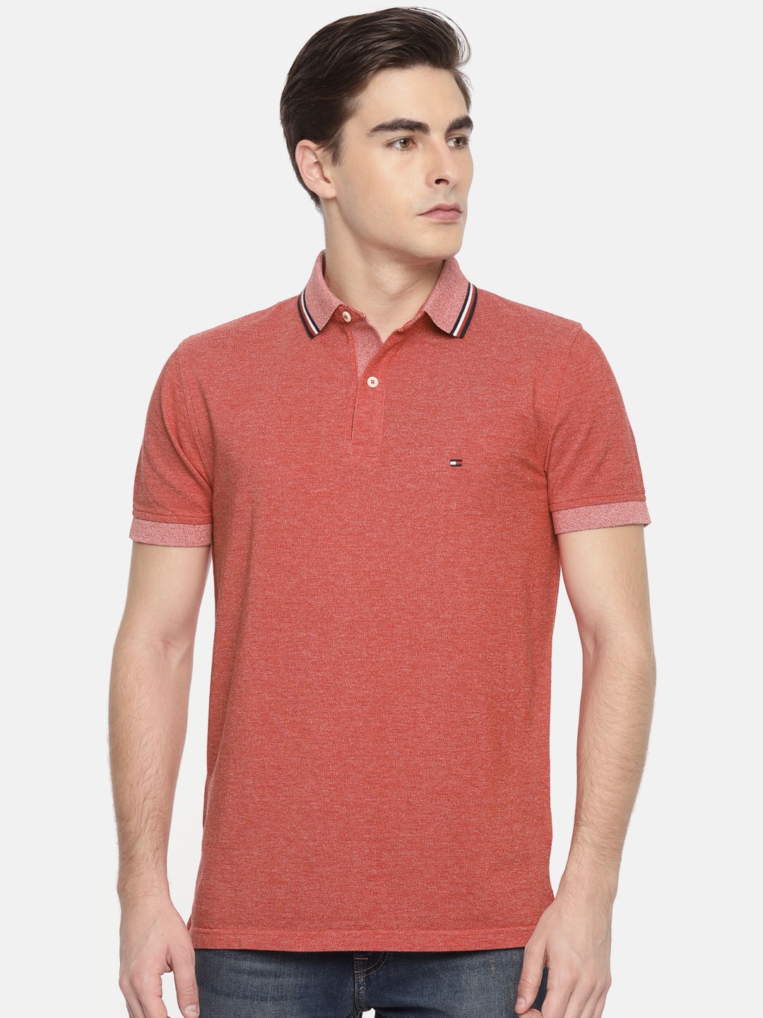 Buy Tommy Hilfiger Men Red Solid Polo T Shirt - Tshirts for Men 7178475 ...