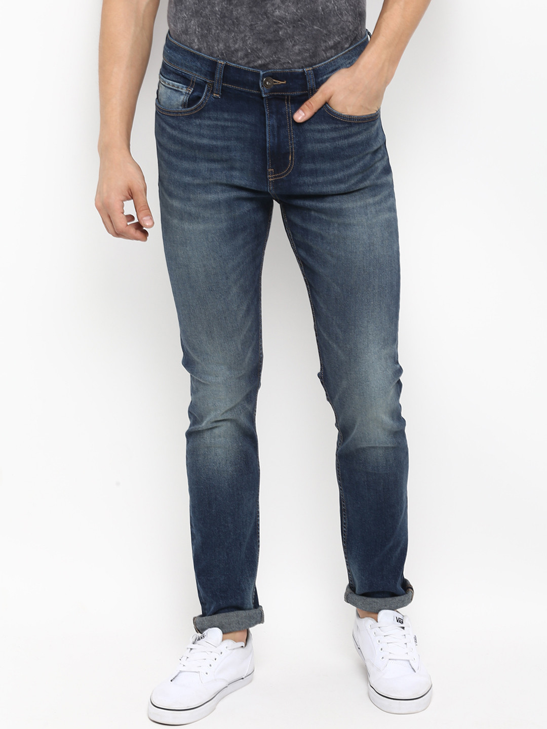 Buy Red Tape Men Blue Skinny Fit Mid Rise Clean Look Stretchable Jeans