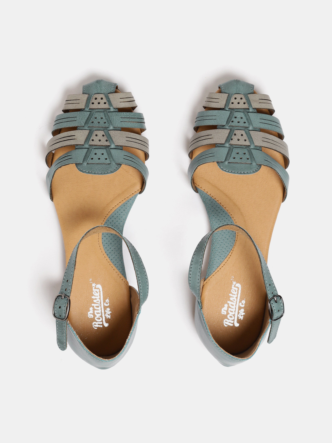 Buy Roadster Women Blue & Grey Colourblocked Ballerinas Flats for