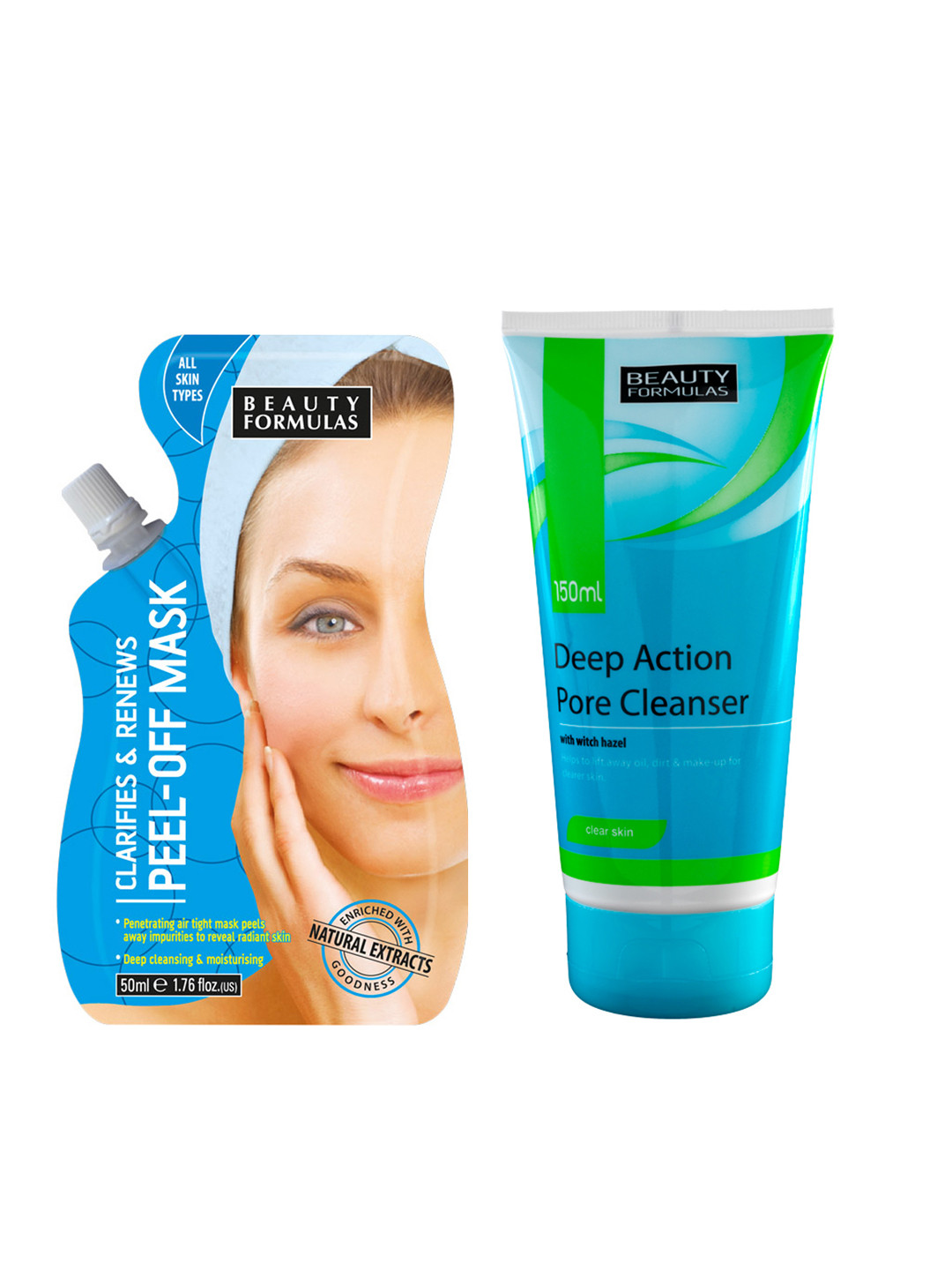 Buy BEAUTY FORMULAS Pack Of Peel Off Mask & Cleanser Mask And Peel