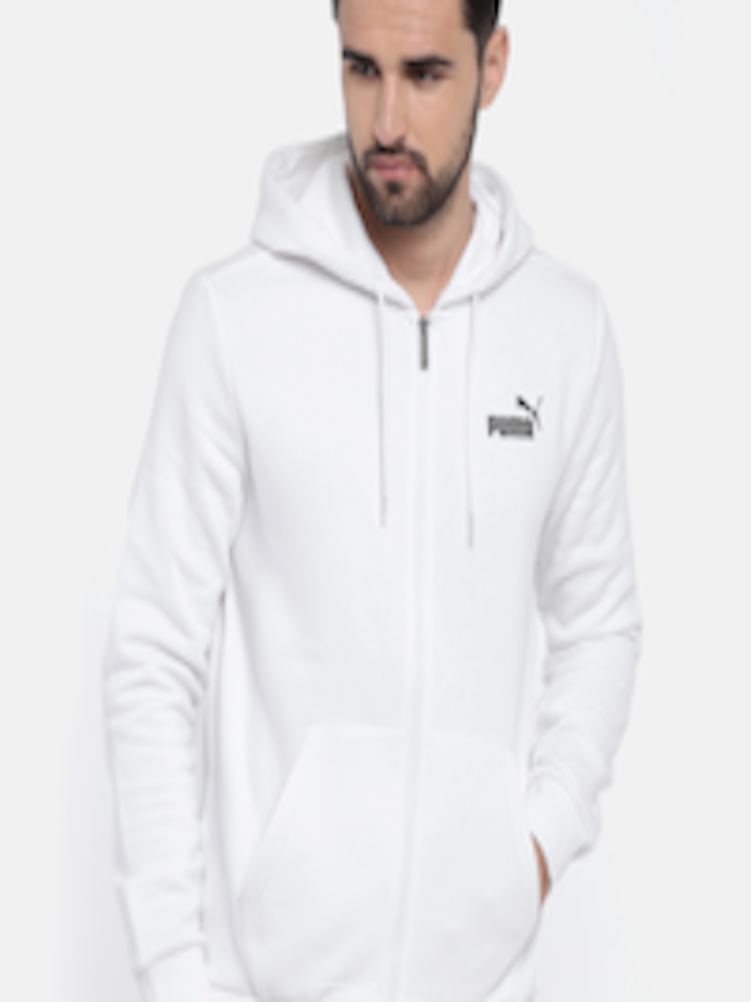 Buy Puma Men White ESS FZ Hoody FL Track Sweatshirt - Sweatshirts for ...