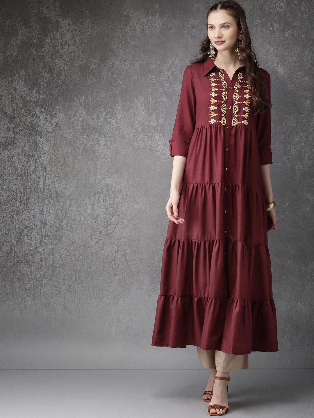 anouk maroon kurta set