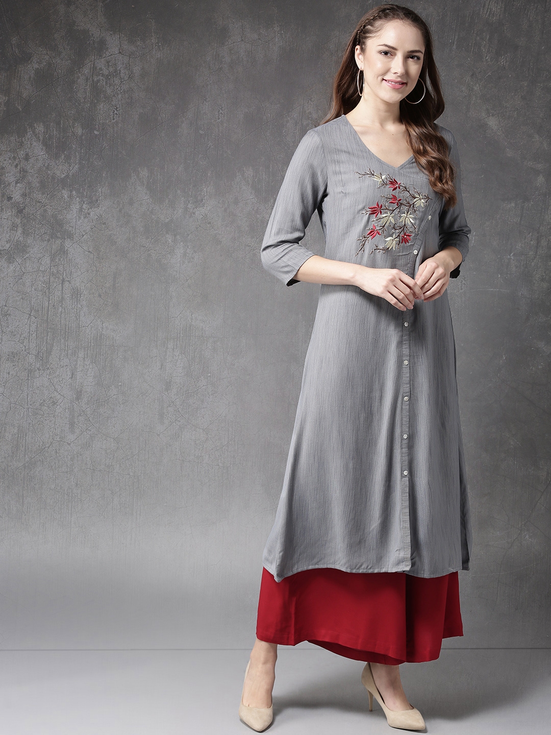 anouk maroon kurta set