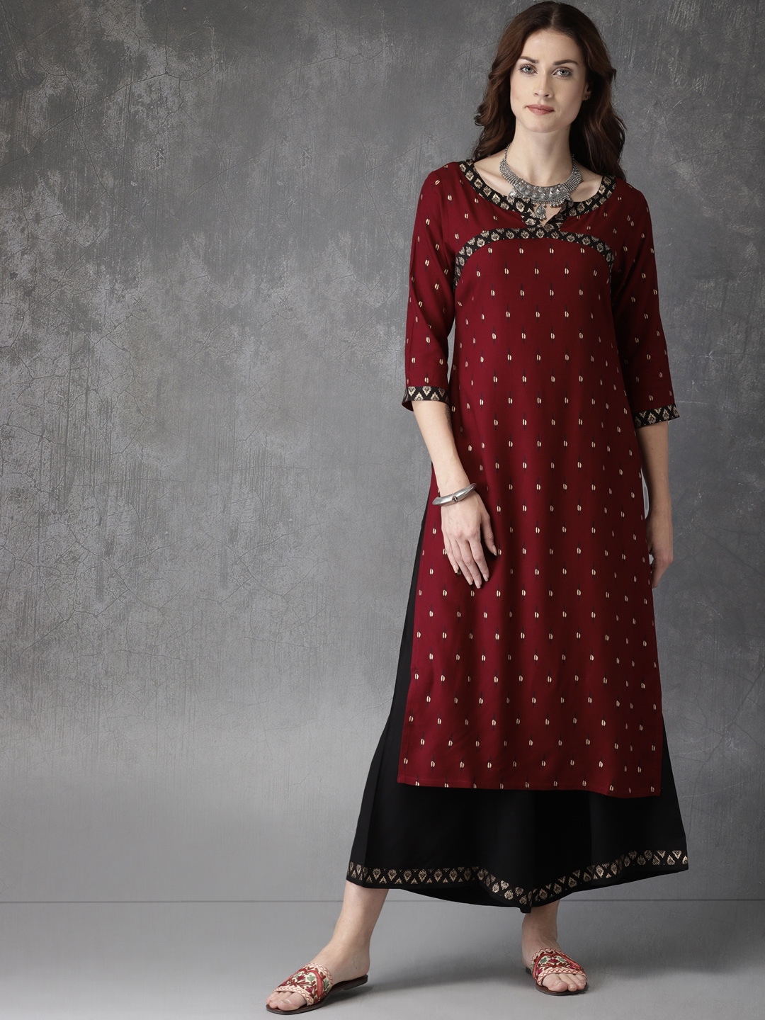 anouk maroon kurta set