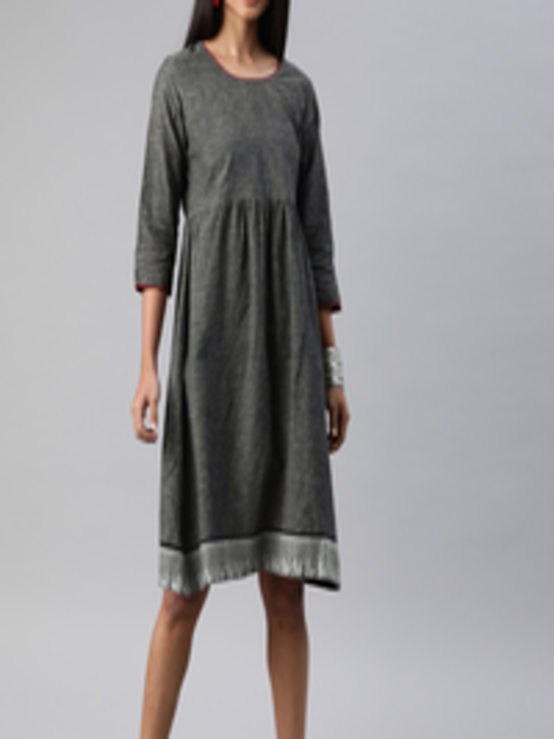 Buy Anouk Women Grey Solid A Line Dress - Dresses for Women 7187165 ...