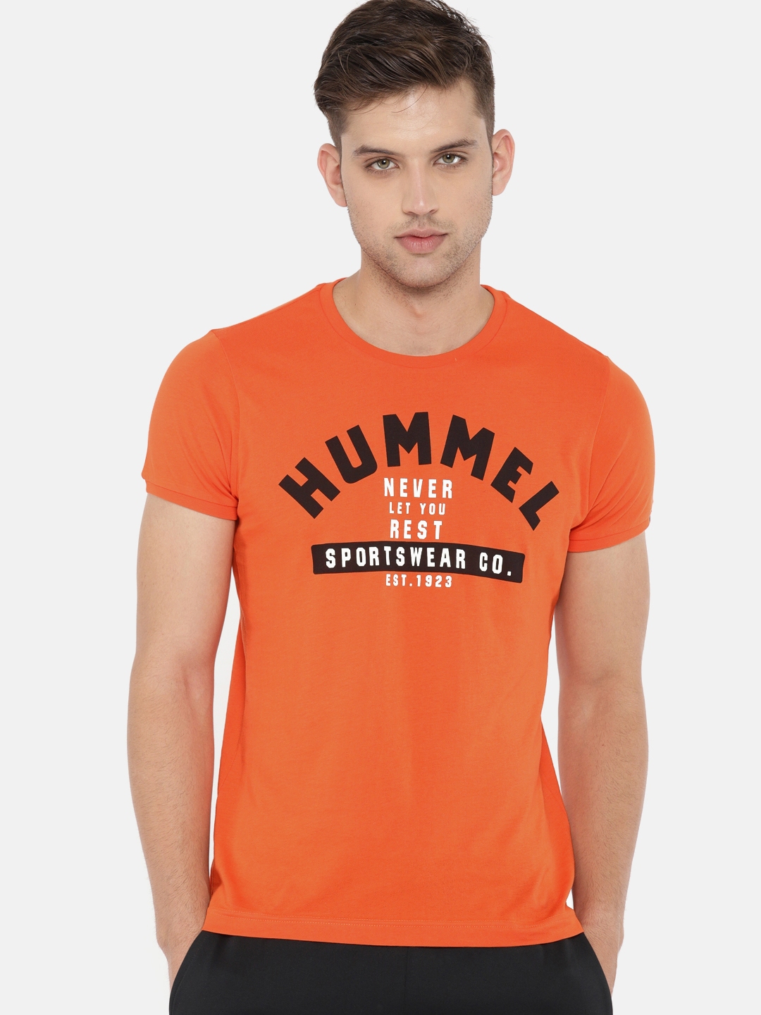 Buy Hummel Orange Printed Round Neck T Shirt - Tshirts for Men 7188330 | Myntra
