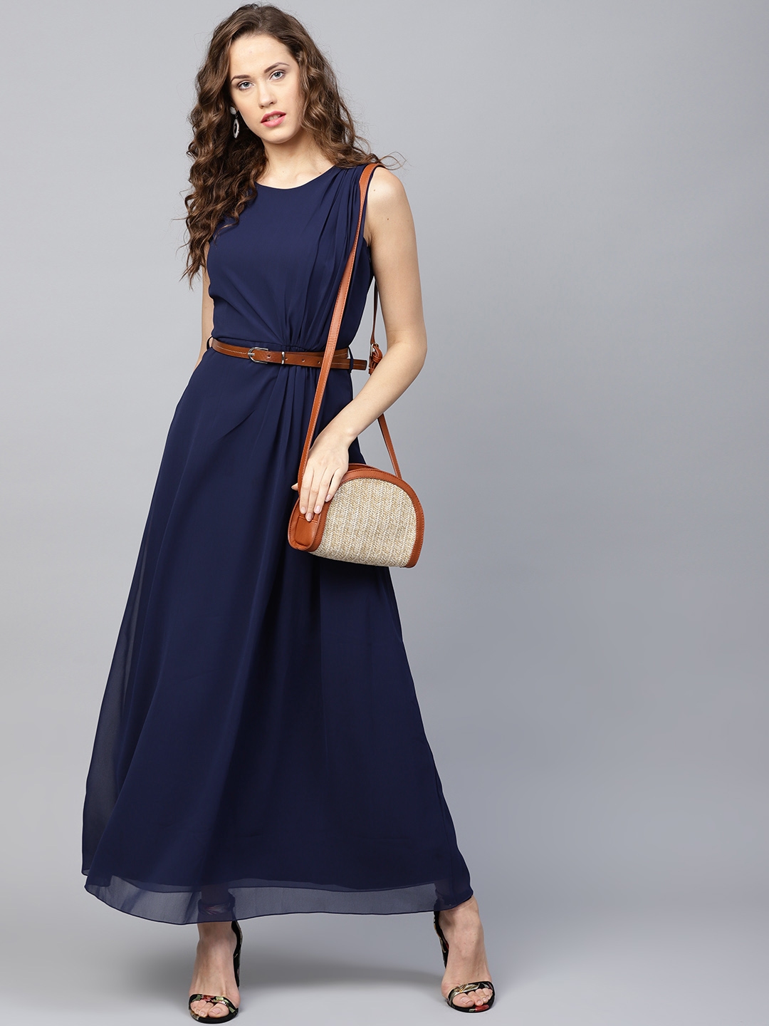 Buy Athena Women Navy Solid Maxi Dress Dresses For Women 7190370 Myntra 6217