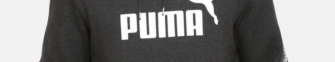 Buy Puma Charcoal Grey Printed ELEVATED ESS Tape Hooded Sweatshirt ...